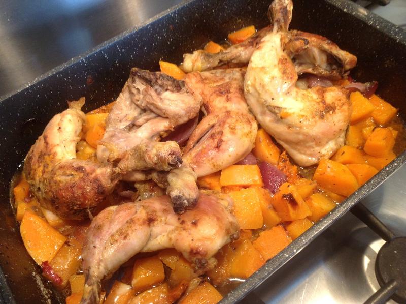 Recette Courge Butternut et poulet rôti au four à Rives