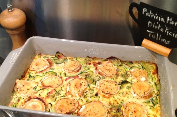 Recette Clafoutis léger courgette chèvre bacon à Voiron